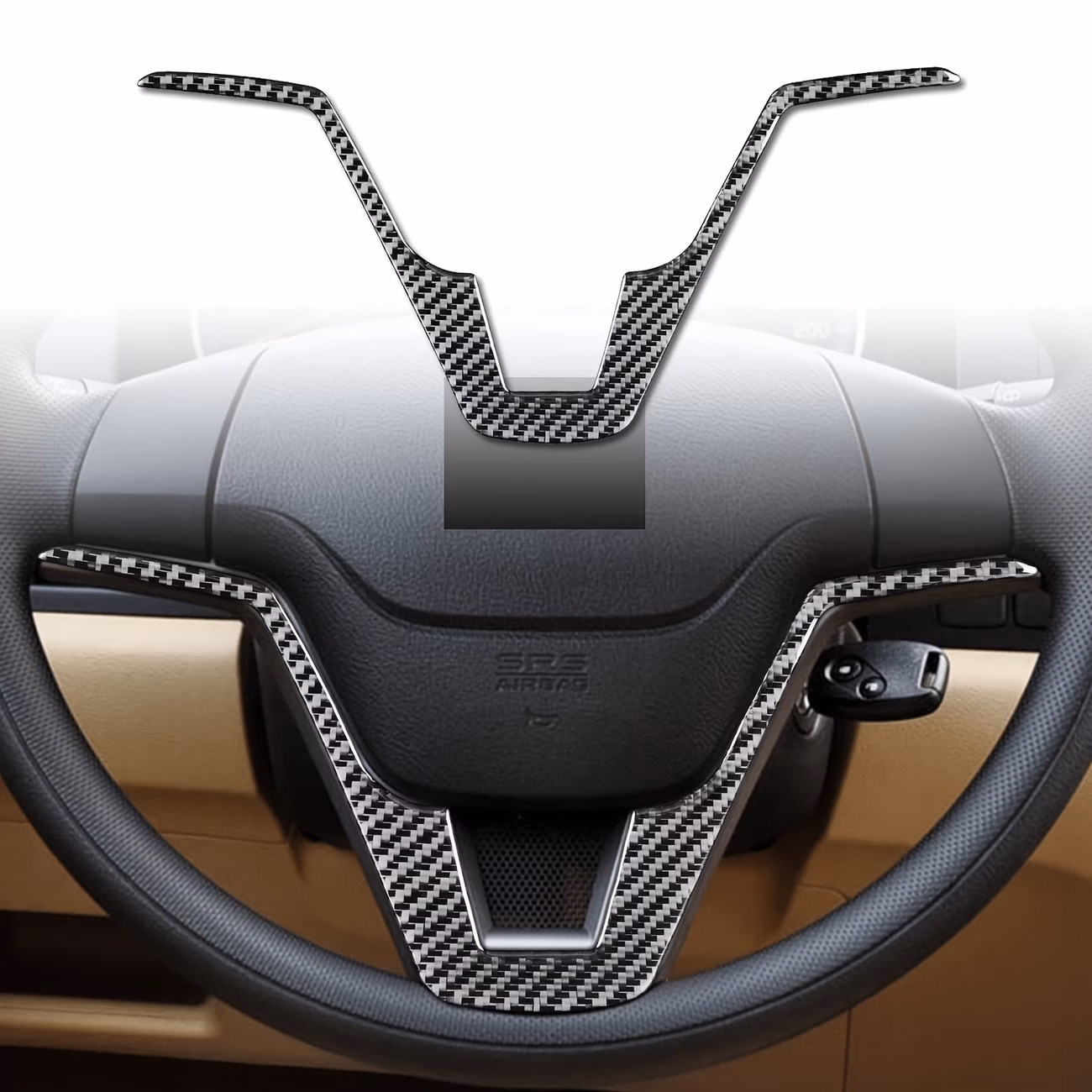 Cubierta Decorativa de Fibra de Carbono en Forma de V para Timón Honda CR-V 2007–2011