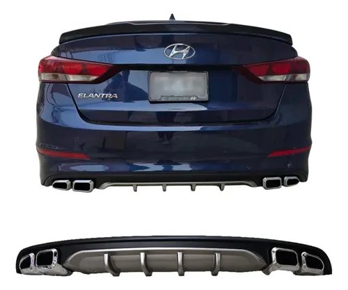 DIFUSOR ELANTRA 2016 - 2018 ( 4 Tips RECTANGULARES PLATEADO )