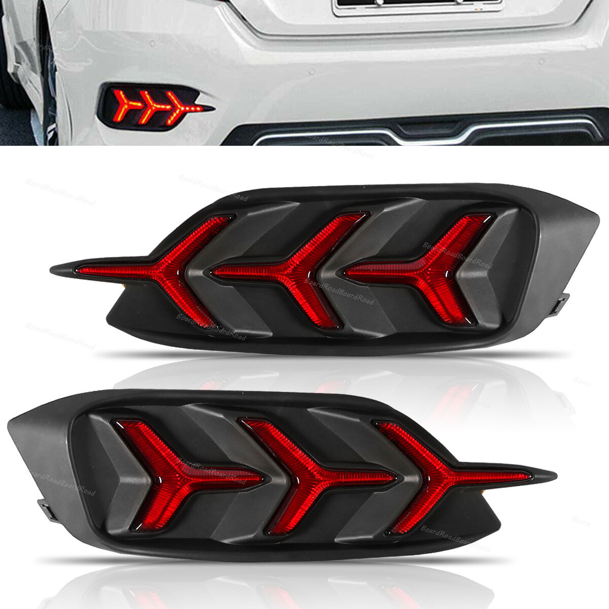 Parachoques trasero reflector luces freno trasero lámpara para Honda Civic Sedán 2016-2021