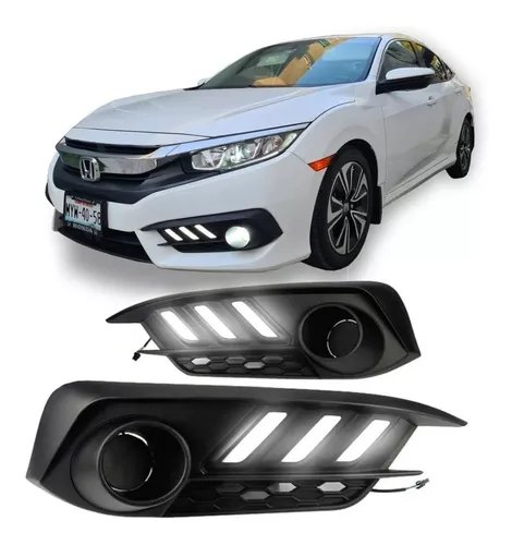Honda Civic 2016 2017 2018 Reemplazo de luz antiniebla Luces de circulación diurna DRL Lámparas de señal de giro ámbar Civic LED Luz diurna con bisel