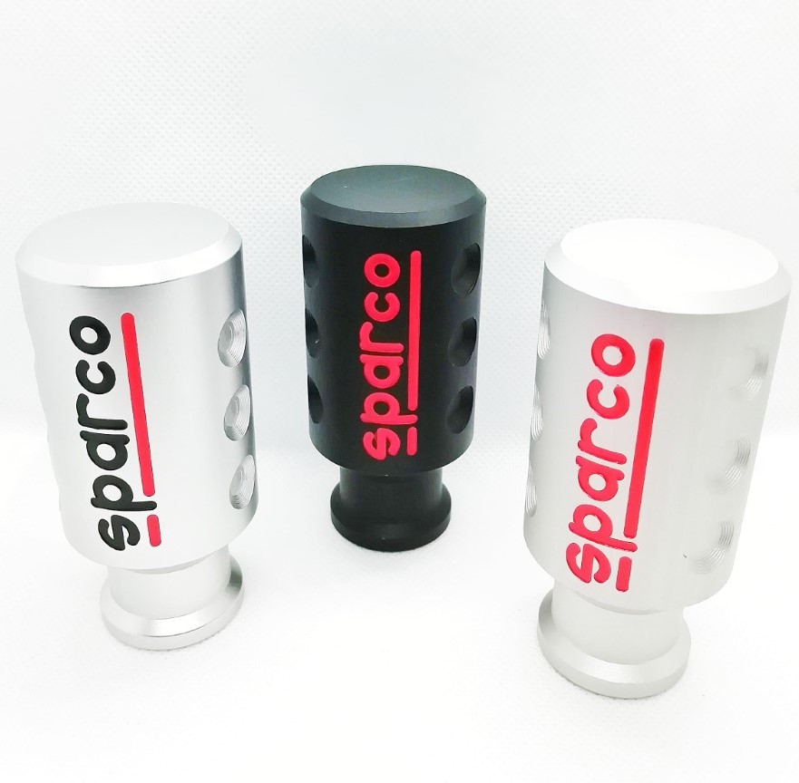 Pomo Sparco de Rosca - Negro Logo Rojo